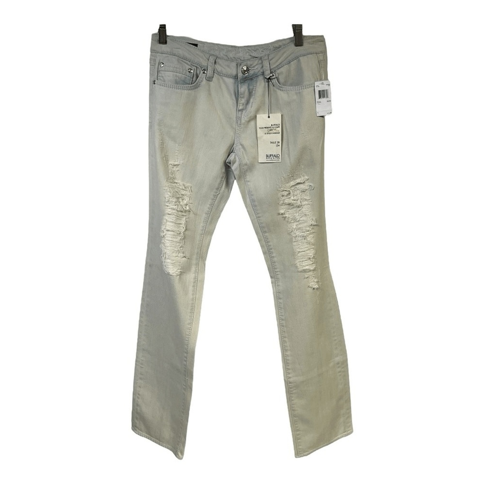 Buffalo David Bitton Jeans 28 Blue Bleached Distressed Gitane Straight Leg‎ Edgy